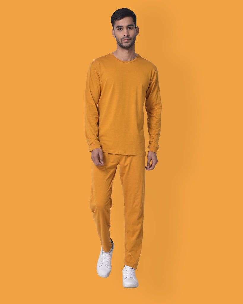 Melangebox Full Sleeves Crew Neck: Mustard