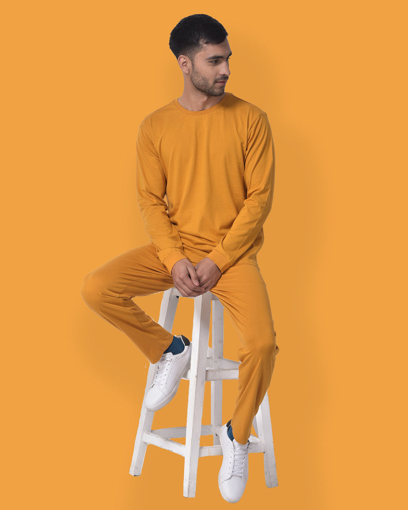 Melangebox Full Sleeves Crew Neck: Mustard