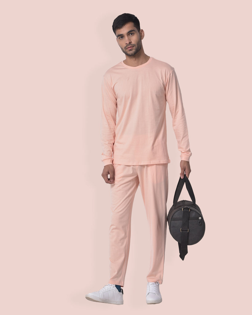 Melangebox Full Sleeves Crew Neck: Peach