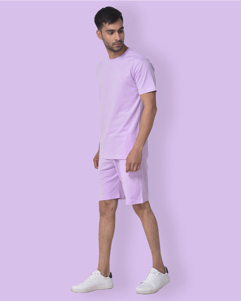 Melangebox Half Sleeves Crew Neck: Mauve Purple