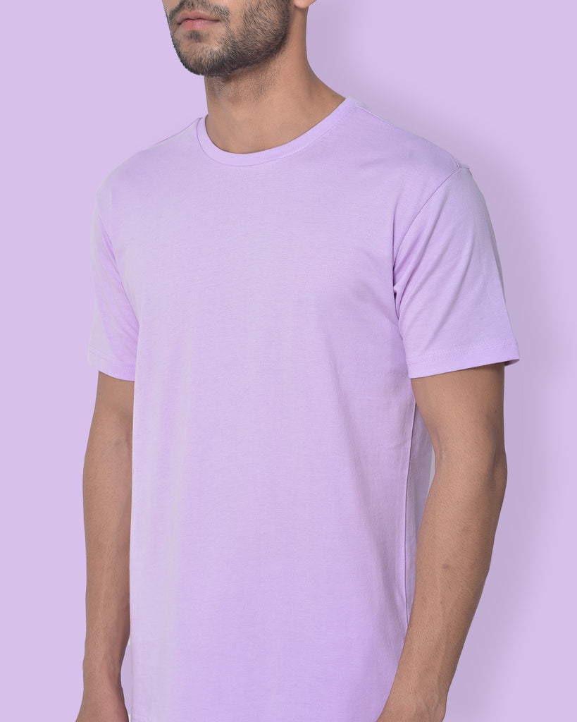 Melangebox Half Sleeves Crew Neck: Mauve Purple