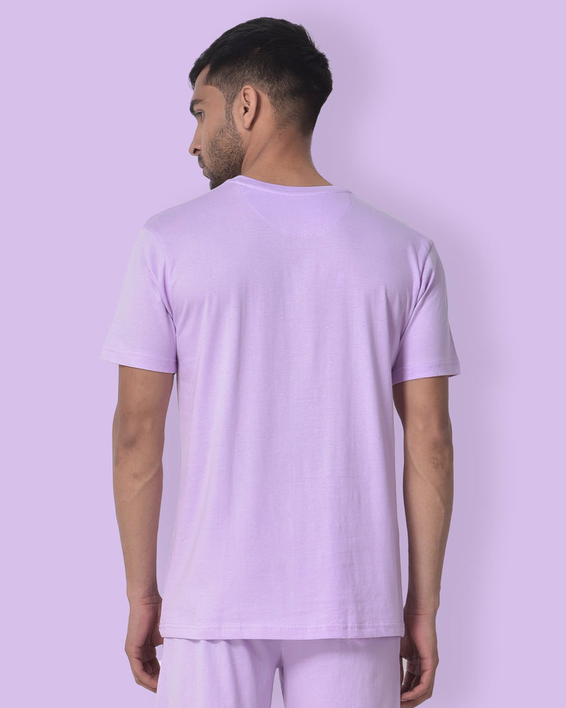 Melangebox Half Sleeves Crew Neck: Mauve Purple