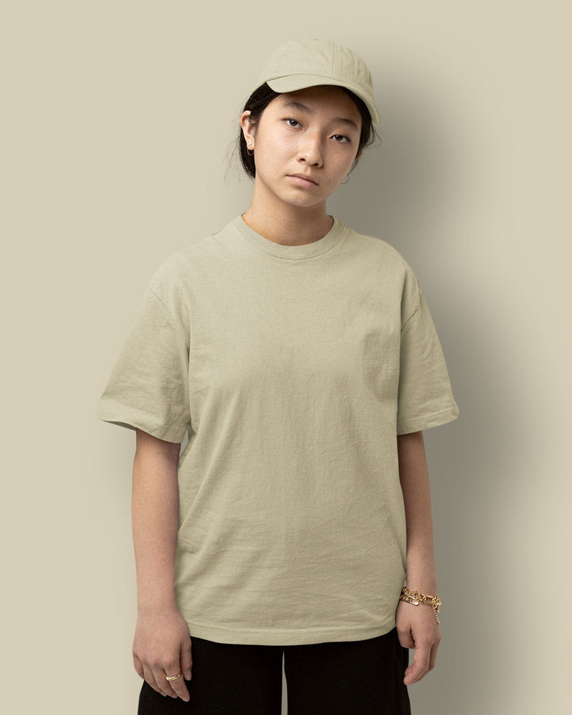 Melangebox Drop Shoulder HW Crew Tee: Oyester