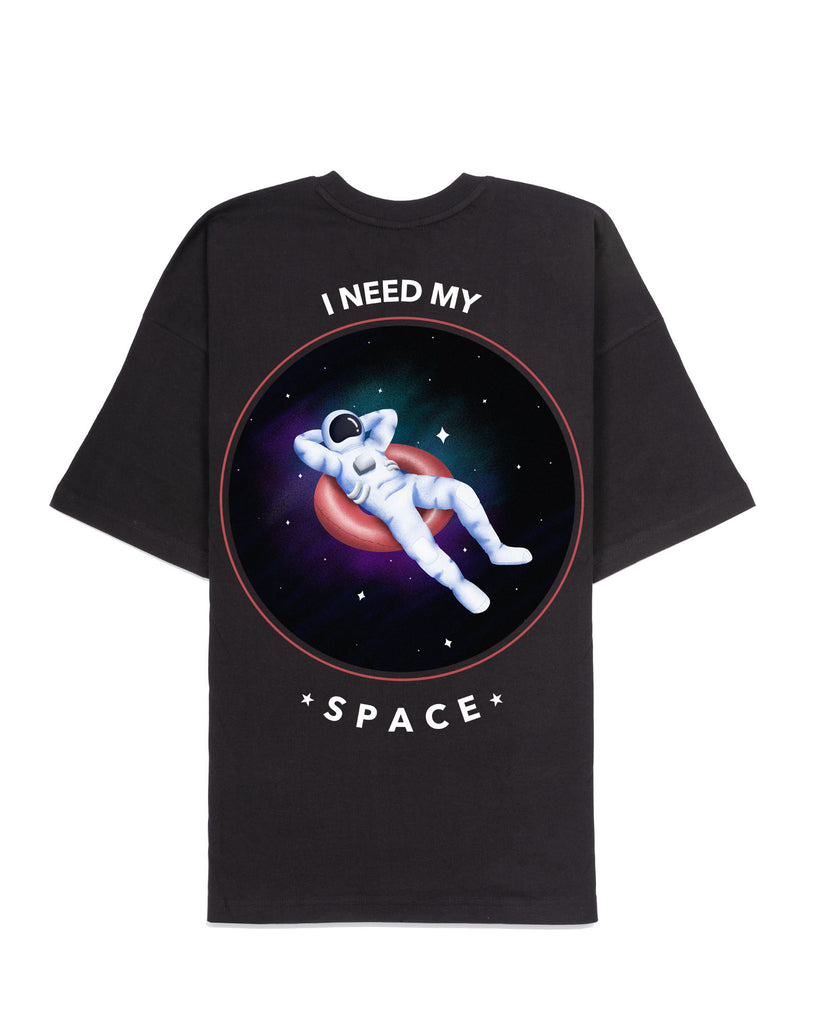 I Need Space Dropshoulder Crew Neck: Black