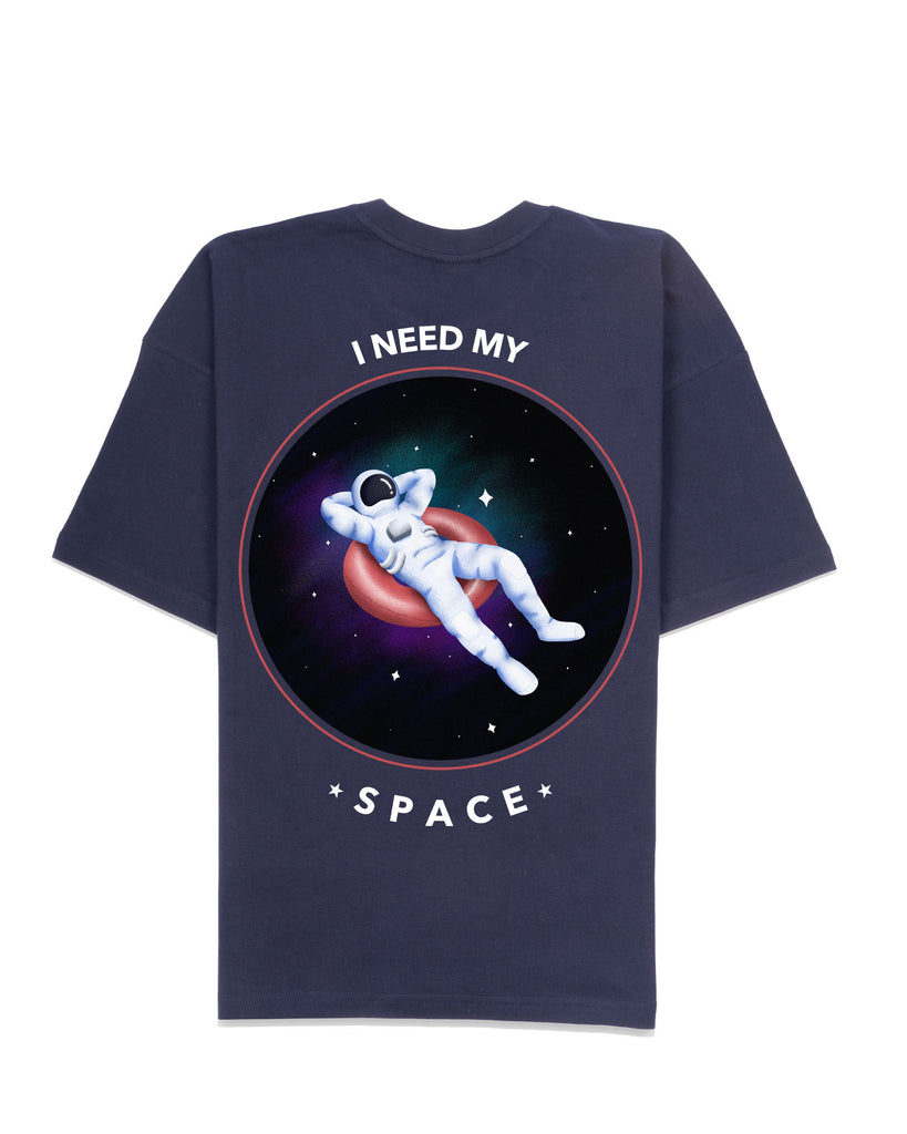 Melangebox I Need Space Dropshoulder Crew Neck: Navy Blue