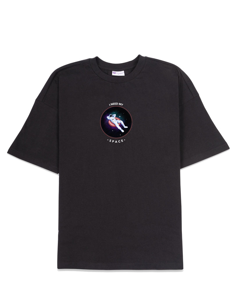 Melangebox I Need Space Dropshoulder Crew Neck: Black