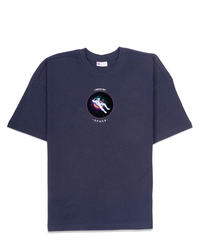 Melangebox I Need Space Dropshoulder Crew Neck: Navy Blue