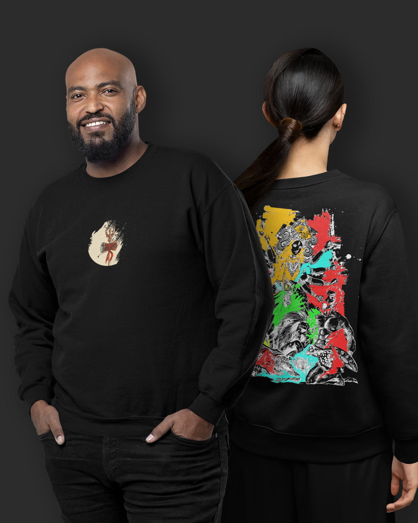 Melangebox Mahakali Drop Shoulder Sweatshirt: Black