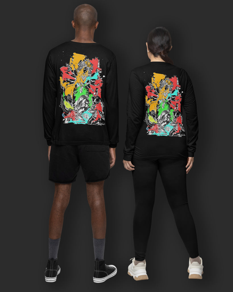 Melangebox Mahakali Full Sleeves Crew Neck: Black