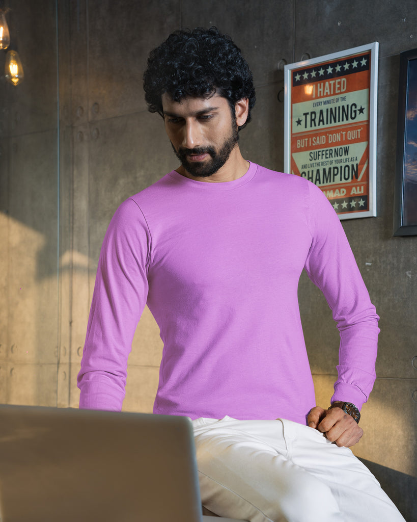 Melangebox Full Sleeves Crew Neck: Mauve Purple