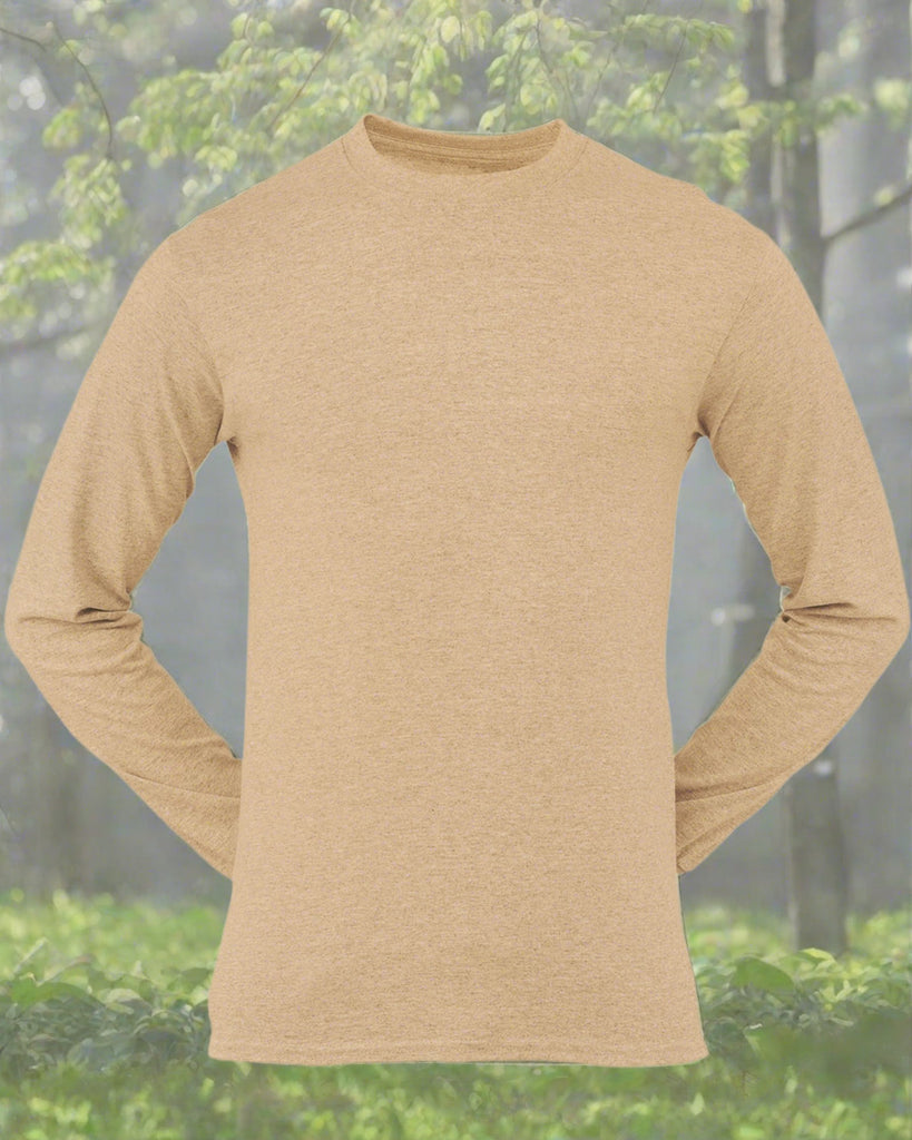 Melangebox Full Sleeves Crew Neck: Sepia Melange