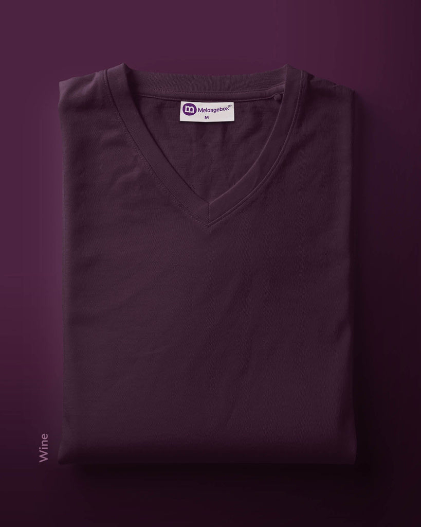 Melangebox V Neck Half Sleeves: Wine