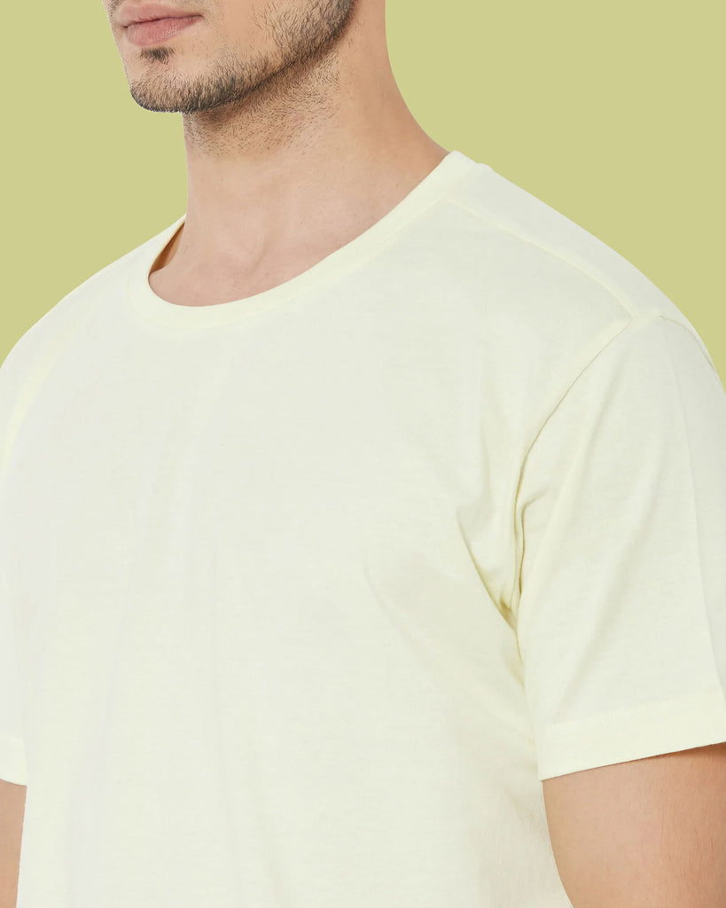 Melangebox Half Sleeves Crew Neck: Lemon Chiffon