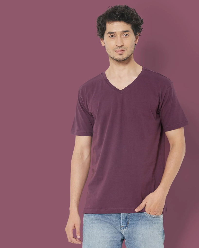 Melangebox V Neck Half Sleeves: Wine