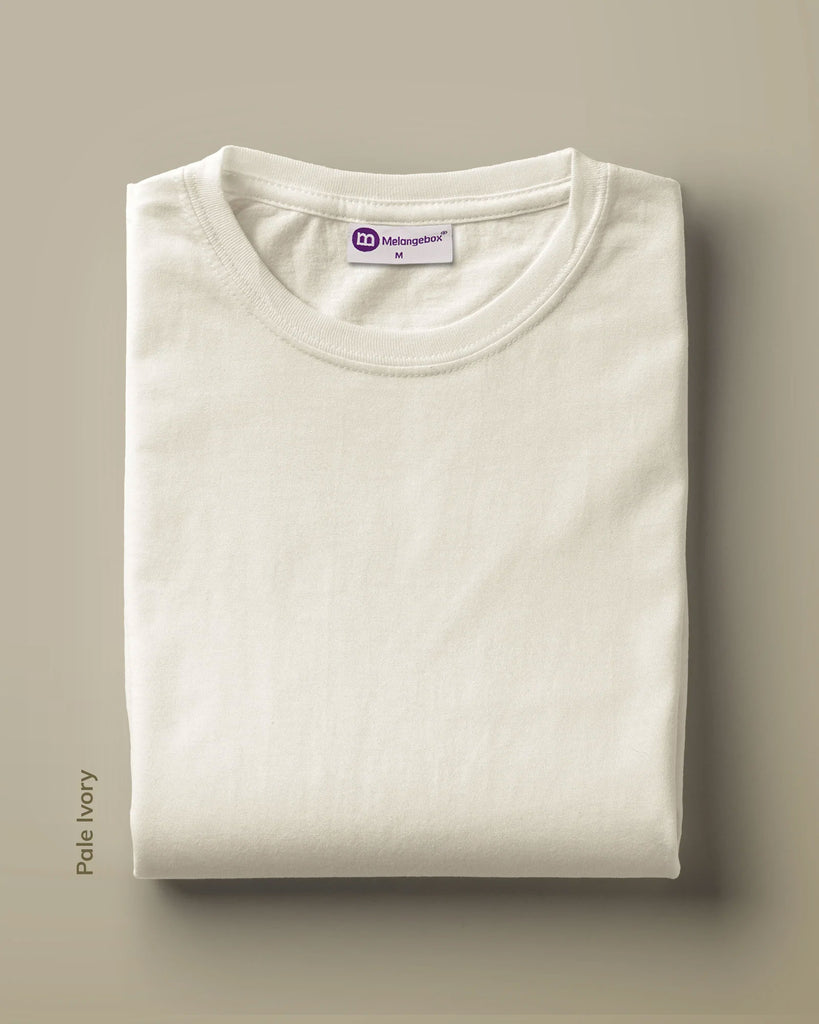 Melangebox Half Sleeves Crew Neck: Pale Ivory