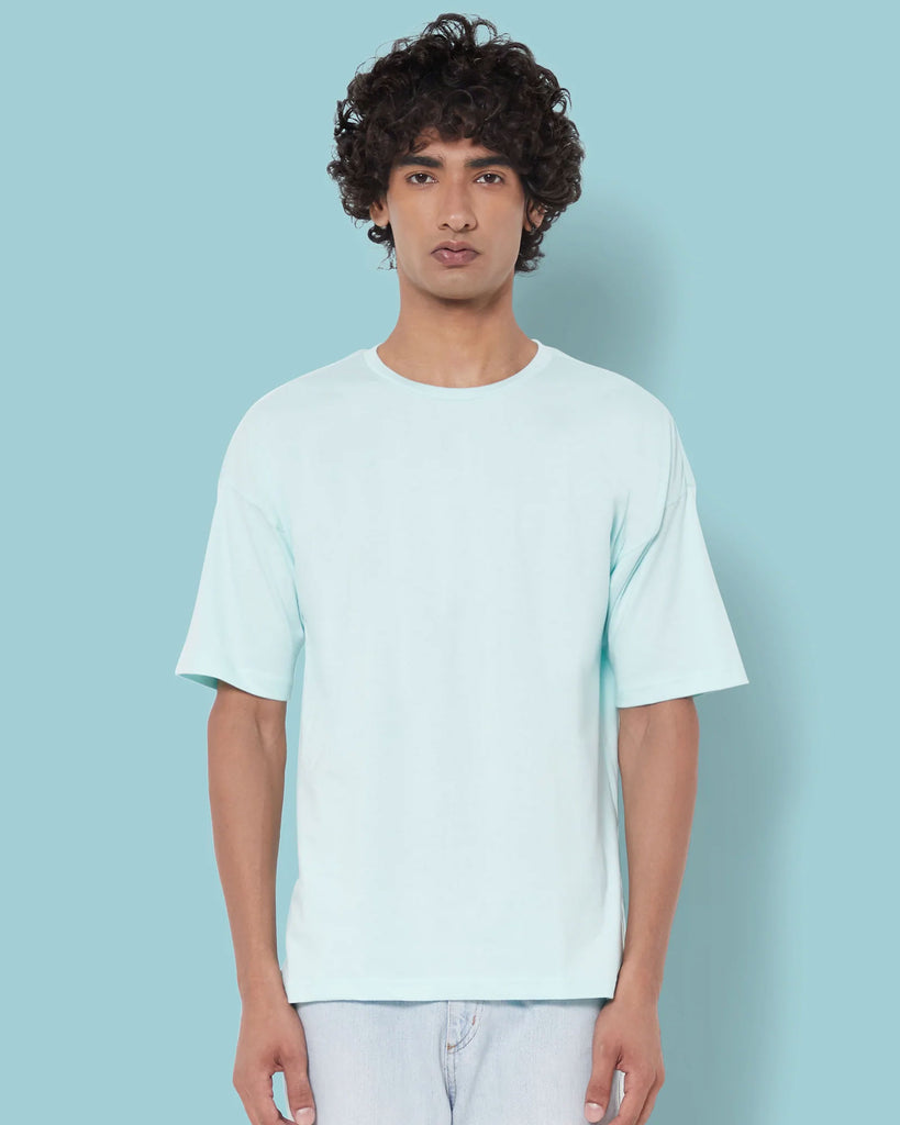 Melangebox Dropshoulder Crew Neck: Celeste