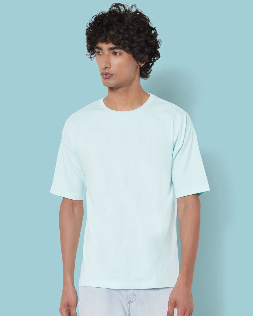 Melangebox Dropshoulder Crew Neck: Celeste