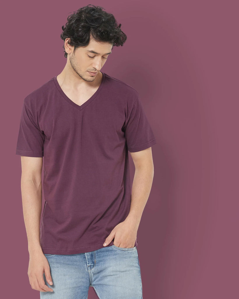 Melangebox V Neck Half Sleeves: Wine