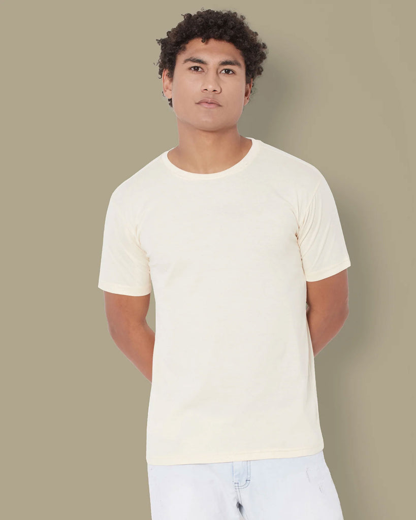 Melangebox Half Sleeves Crew Neck: Pale Ivory