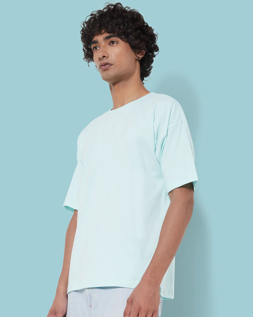 Melangebox Dropshoulder Crew Neck: Celeste