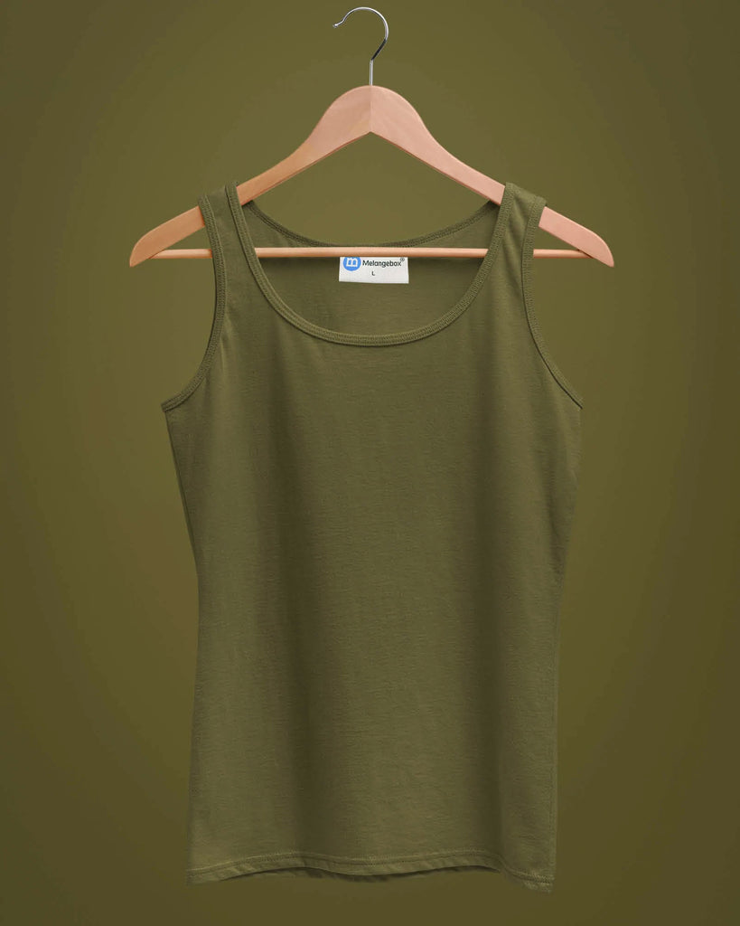 Melangebox Tank Top: Olive Green