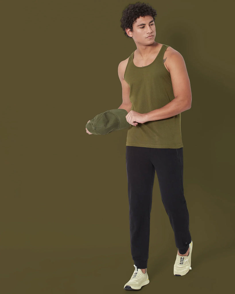 Melangebox Tank Top: Olive Green