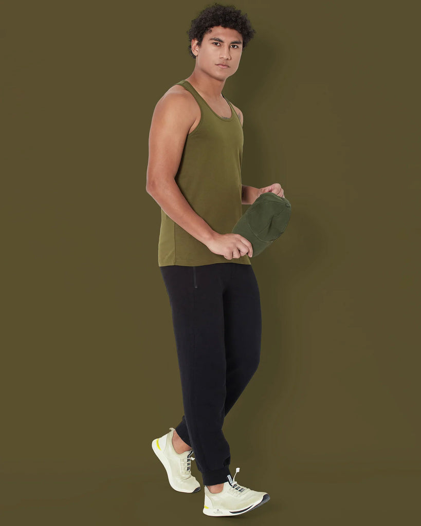 Melangebox Tank Top: Olive Green