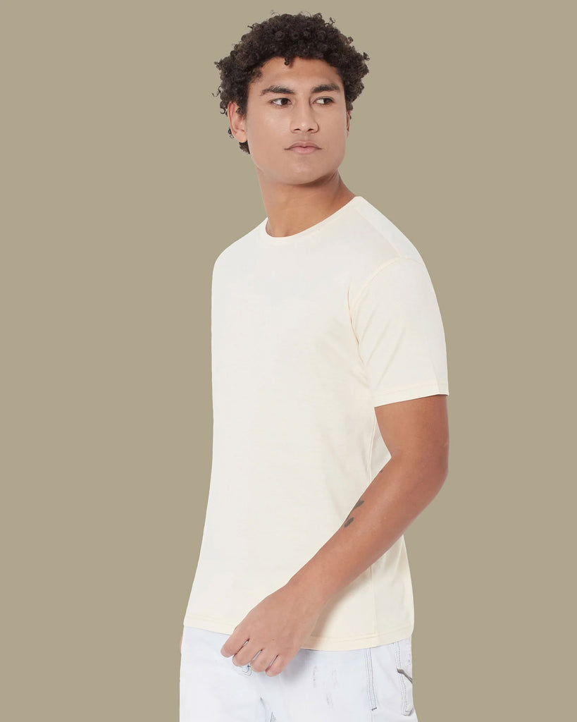 Melangebox Half Sleeves Crew Neck: Pale Ivory