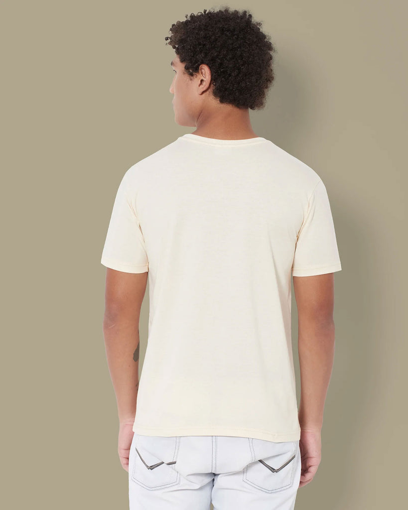 Melangebox Half Sleeves Crew Neck: Pale Ivory