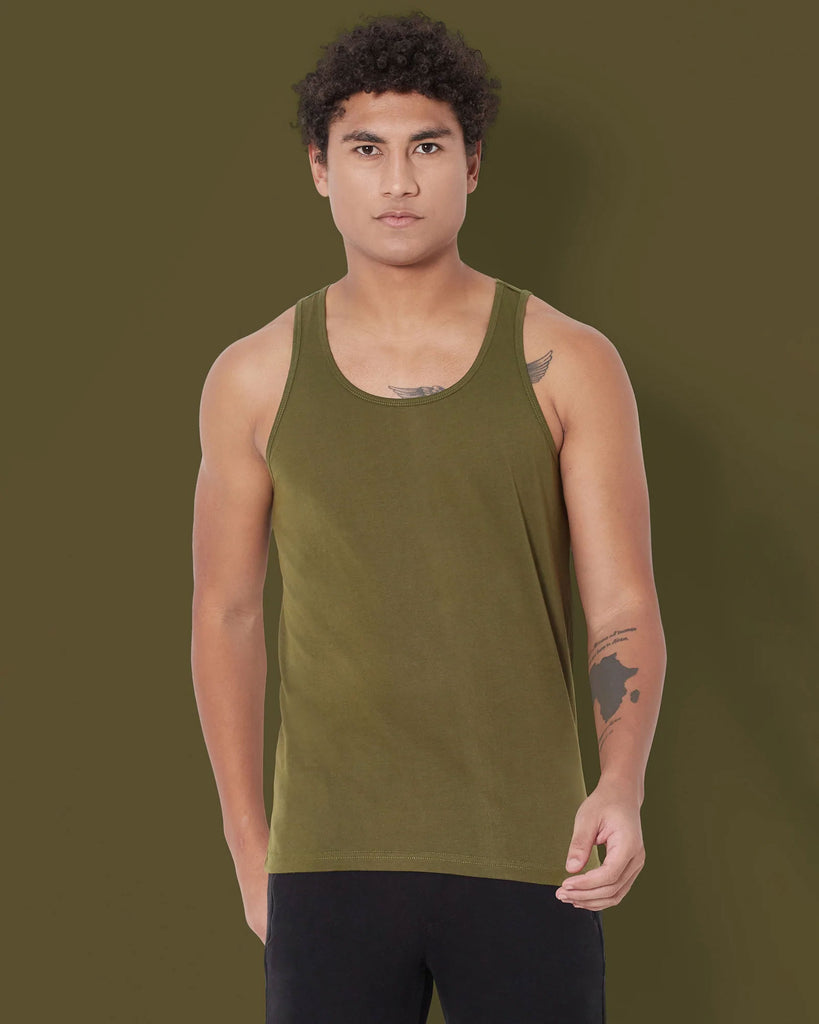 Melangebox Tank Top: Olive Green