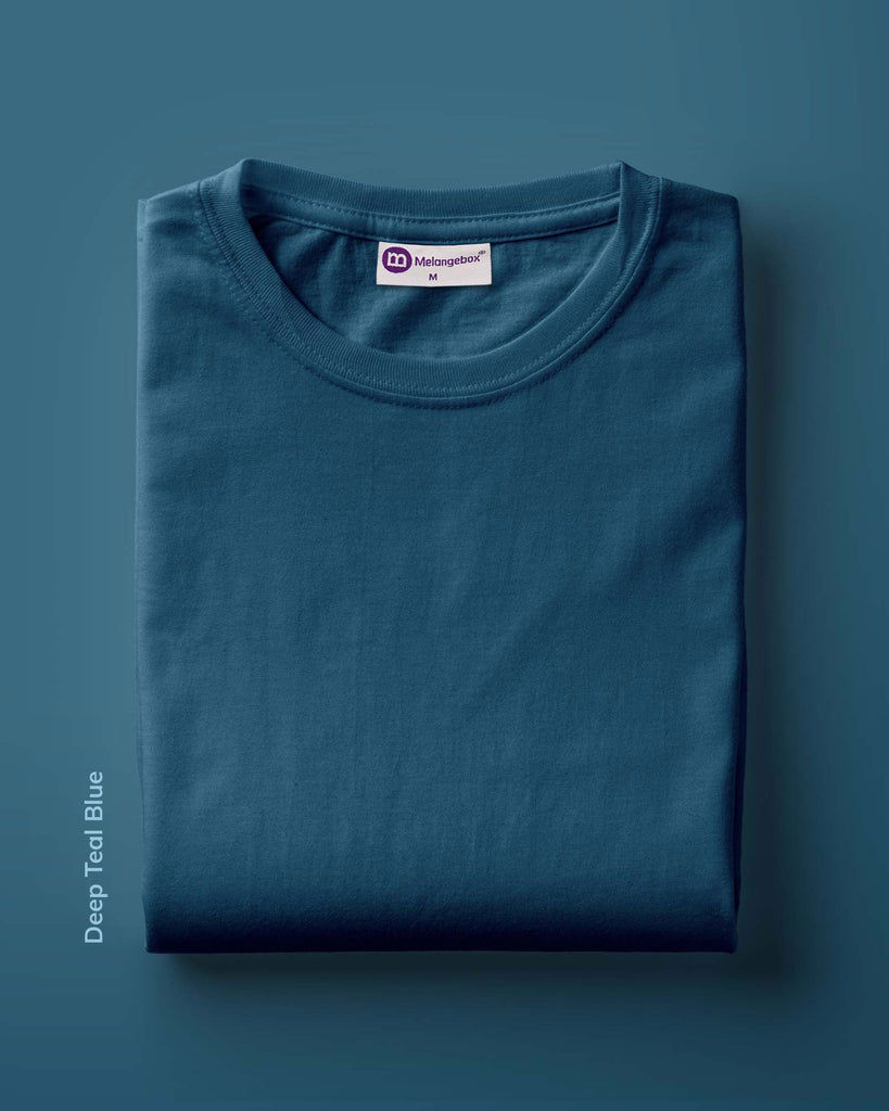 Melangebox Full Sleeves Crew Neck: Deep Teal Blue