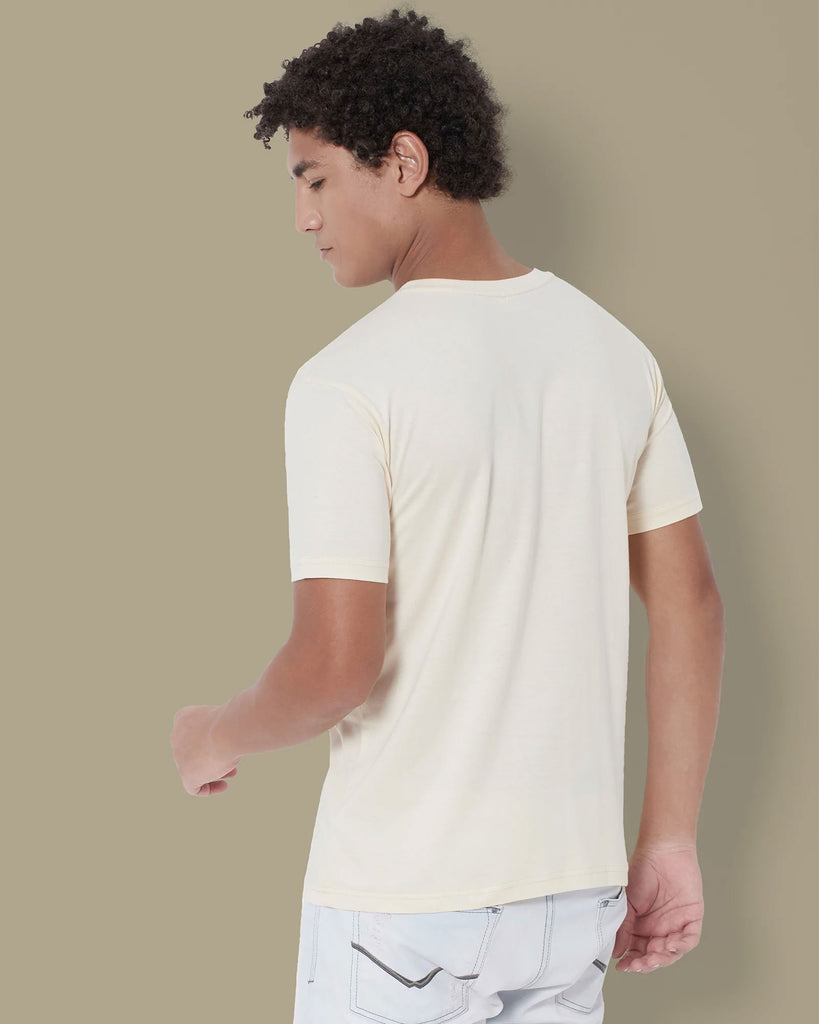 Melangebox Half Sleeves Crew Neck: Pale Ivory