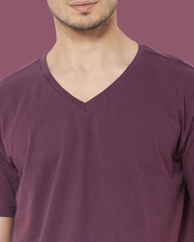 Melangebox V Neck Half Sleeves: Wine