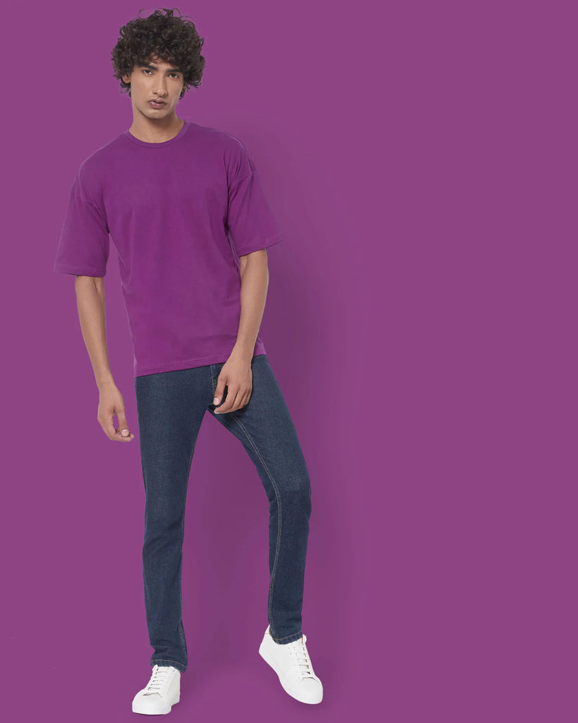 Melangebox Dropshoulder Crew Neck: Eggplant Purple