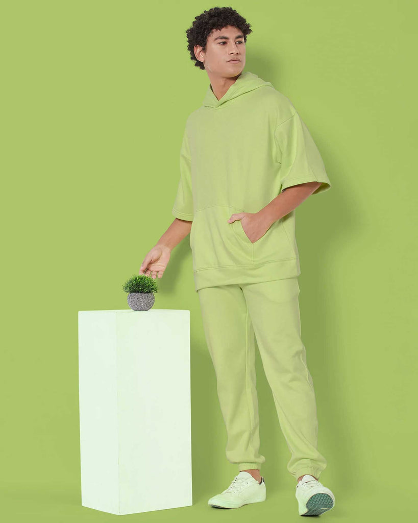 Crop Sleeves Oversized Hoodie: Neon Green