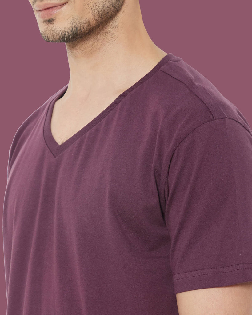 Melangebox V Neck Half Sleeves: Wine