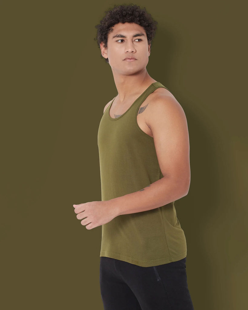 Melangebox Tank Top: Olive Green