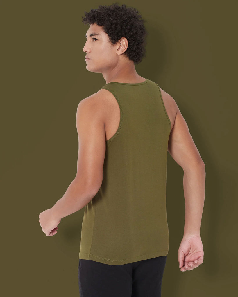 Melangebox Tank Top: Olive Green