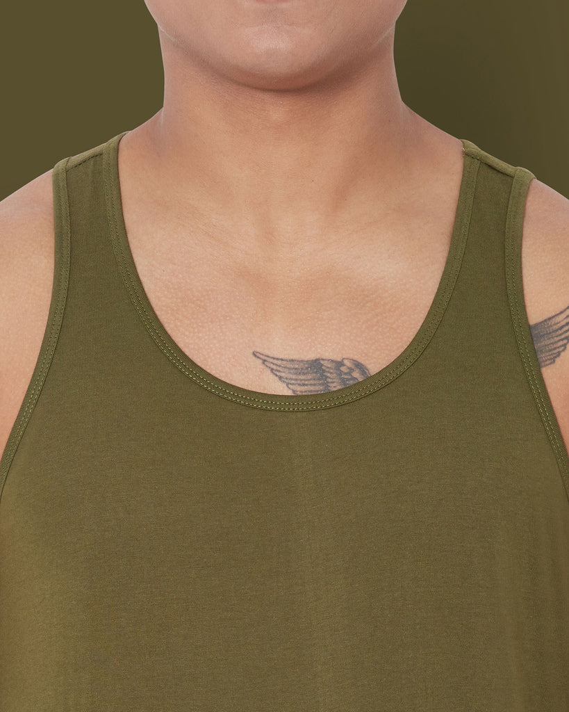 Melangebox Tank Top: Olive Green