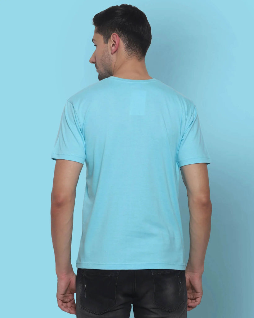 Melangebox V Neck Half Sleeves: Aqua Blue