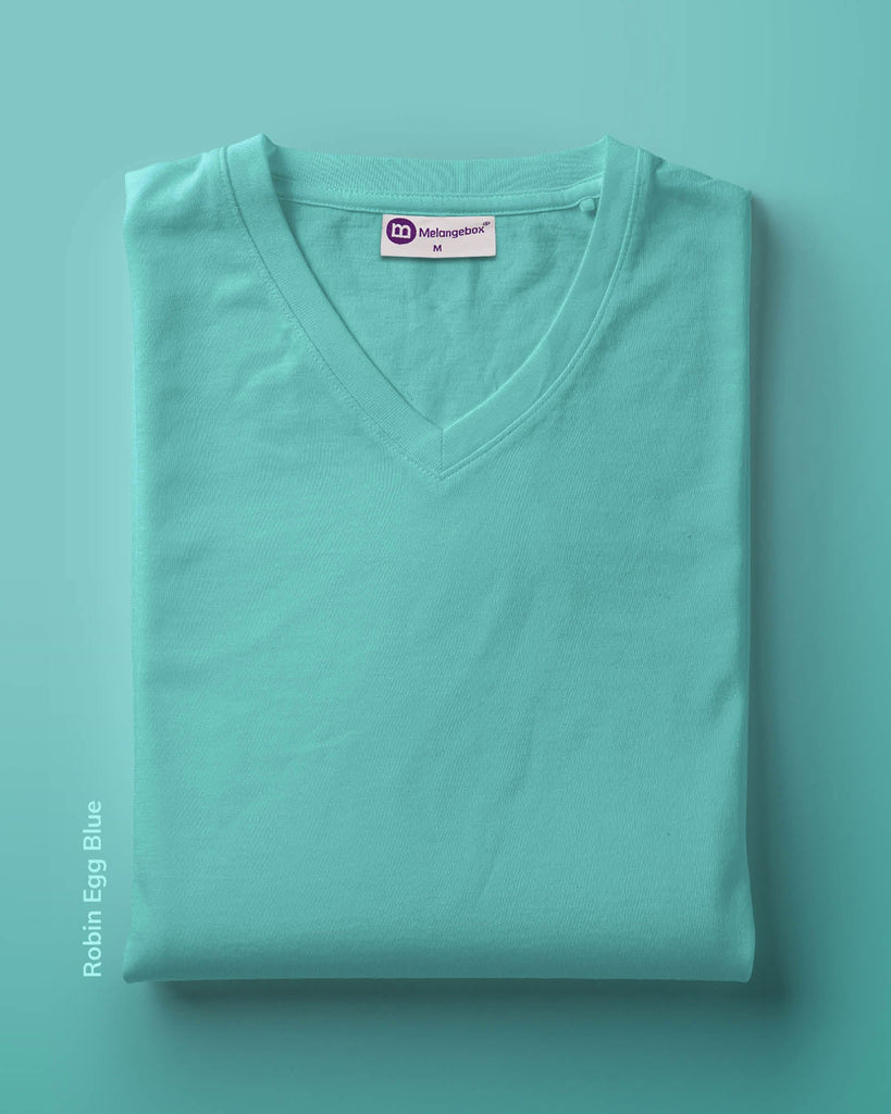 Melangebox V Neck Half Sleeves: Robin Egg Blue