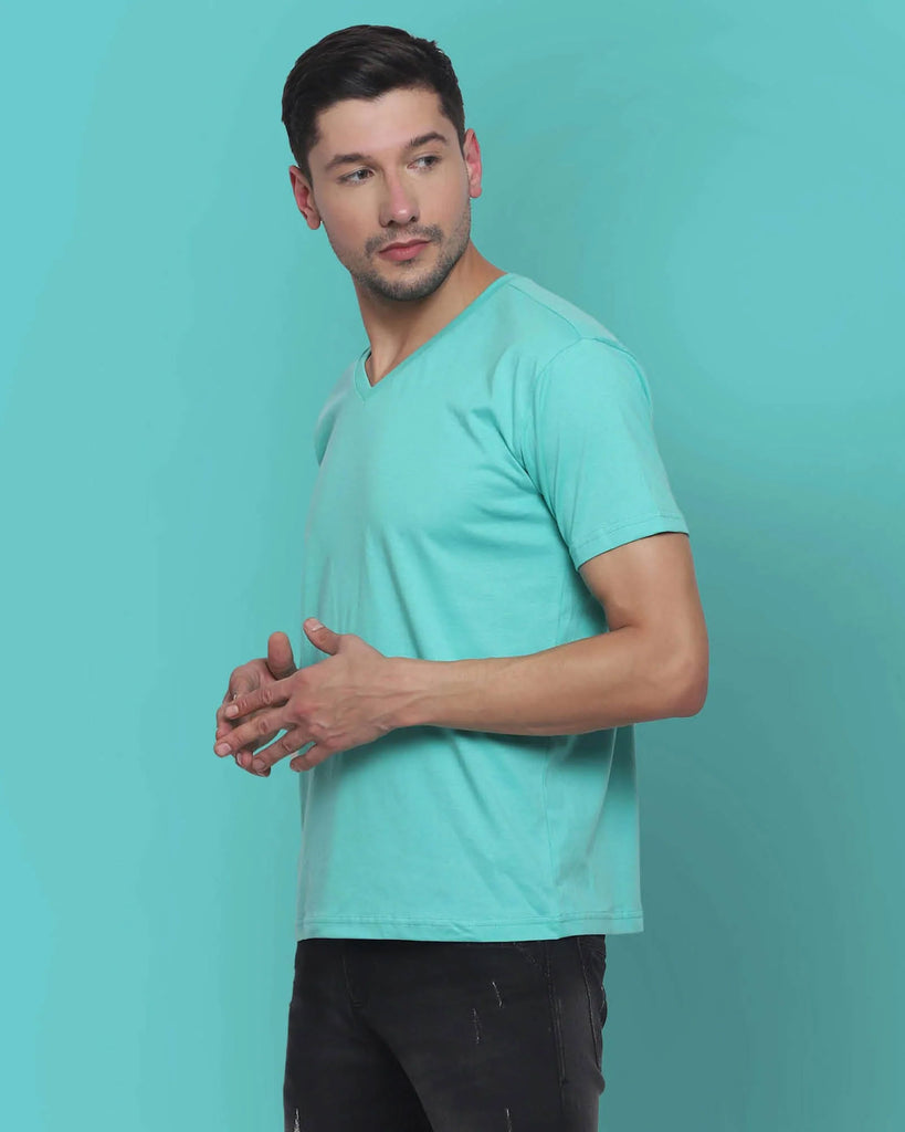 Melangebox V Neck Half Sleeves: Robin Egg Blue