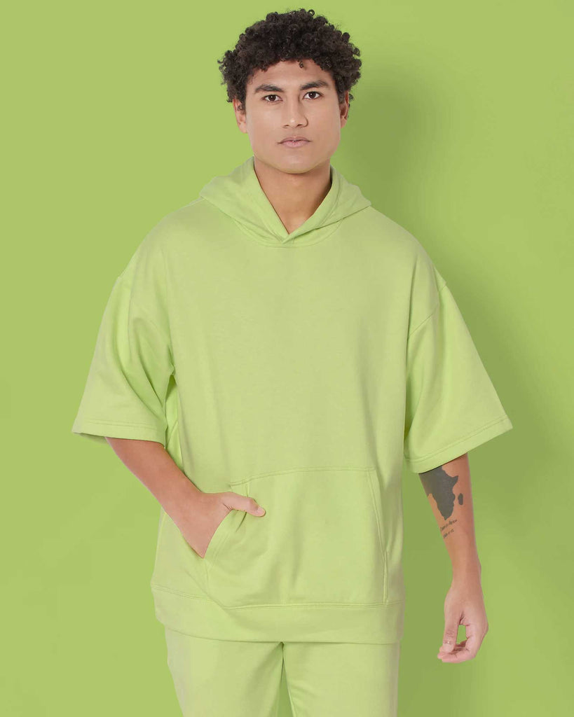 Crop Sleeves Oversized Hoodie: Neon Green