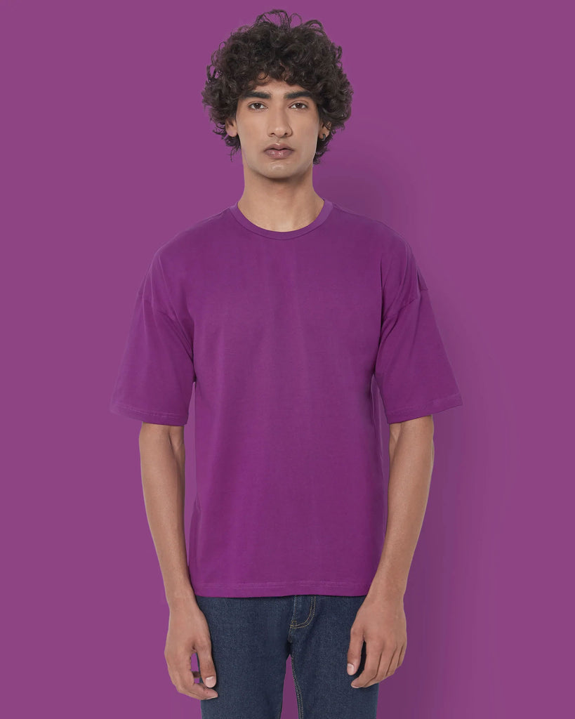 Melangebox Dropshoulder Crew Neck: Eggplant Purple