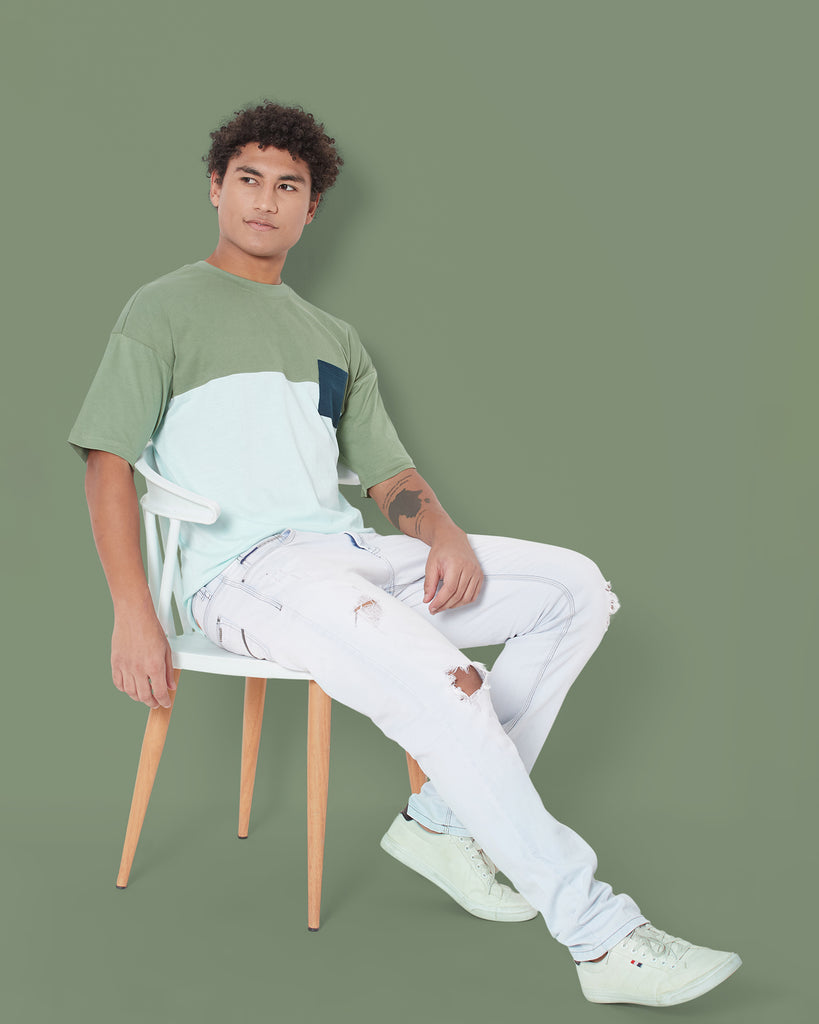 Melangebox Dropshoulder Crew Neck: Urban Forest