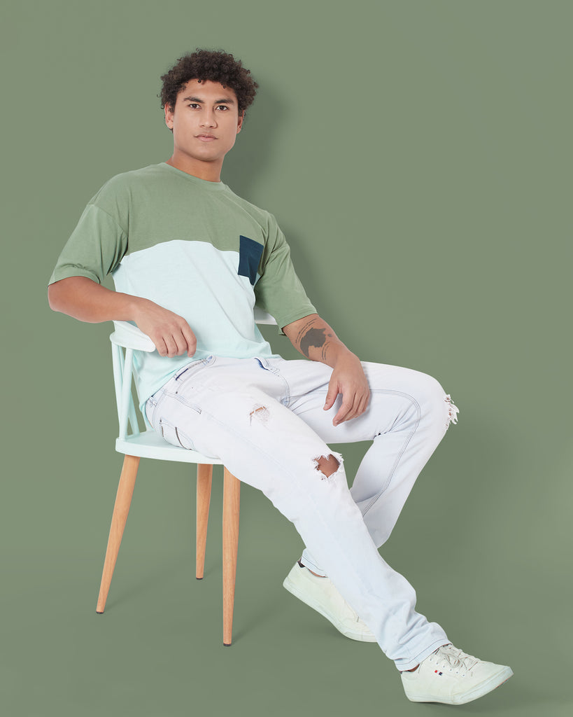 Melangebox Dropshoulder Crew Neck: Urban Forest