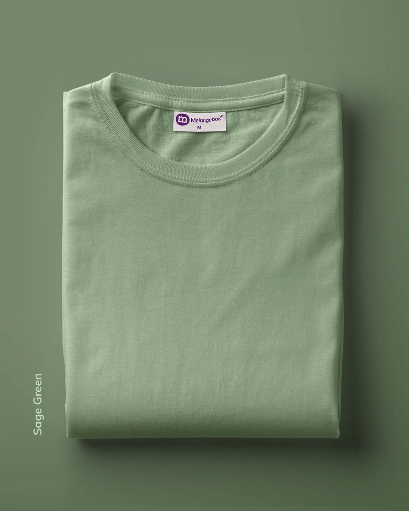 Melangebox Full Sleeves Crew Neck: Sage Green