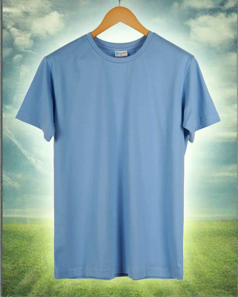 Melangebox Half Sleeves Crew Neck: Cyan Blue