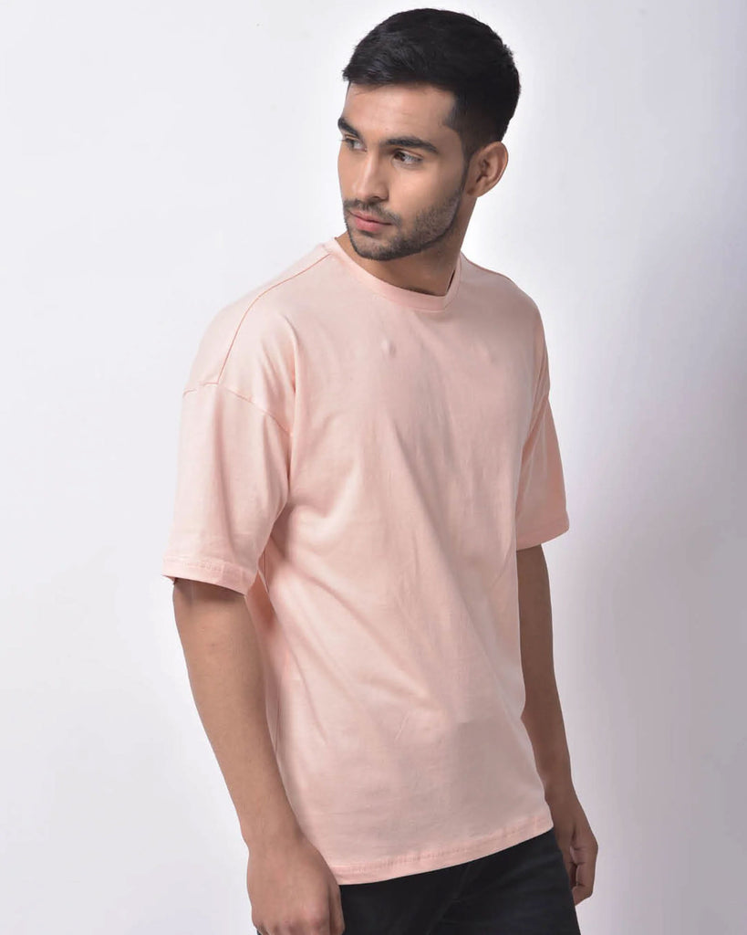 Melangebox Dropshoulder Crew Neck: Solid Peach