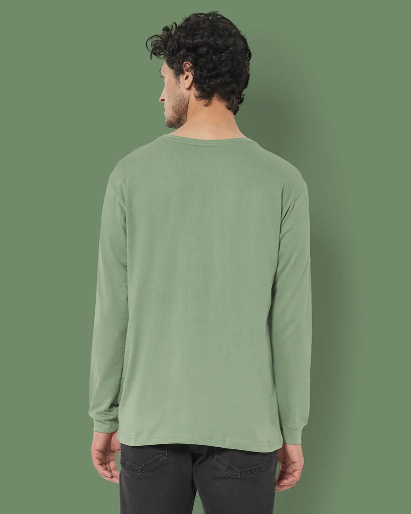 Melangebox Full Sleeves Crew Neck: Sage Green